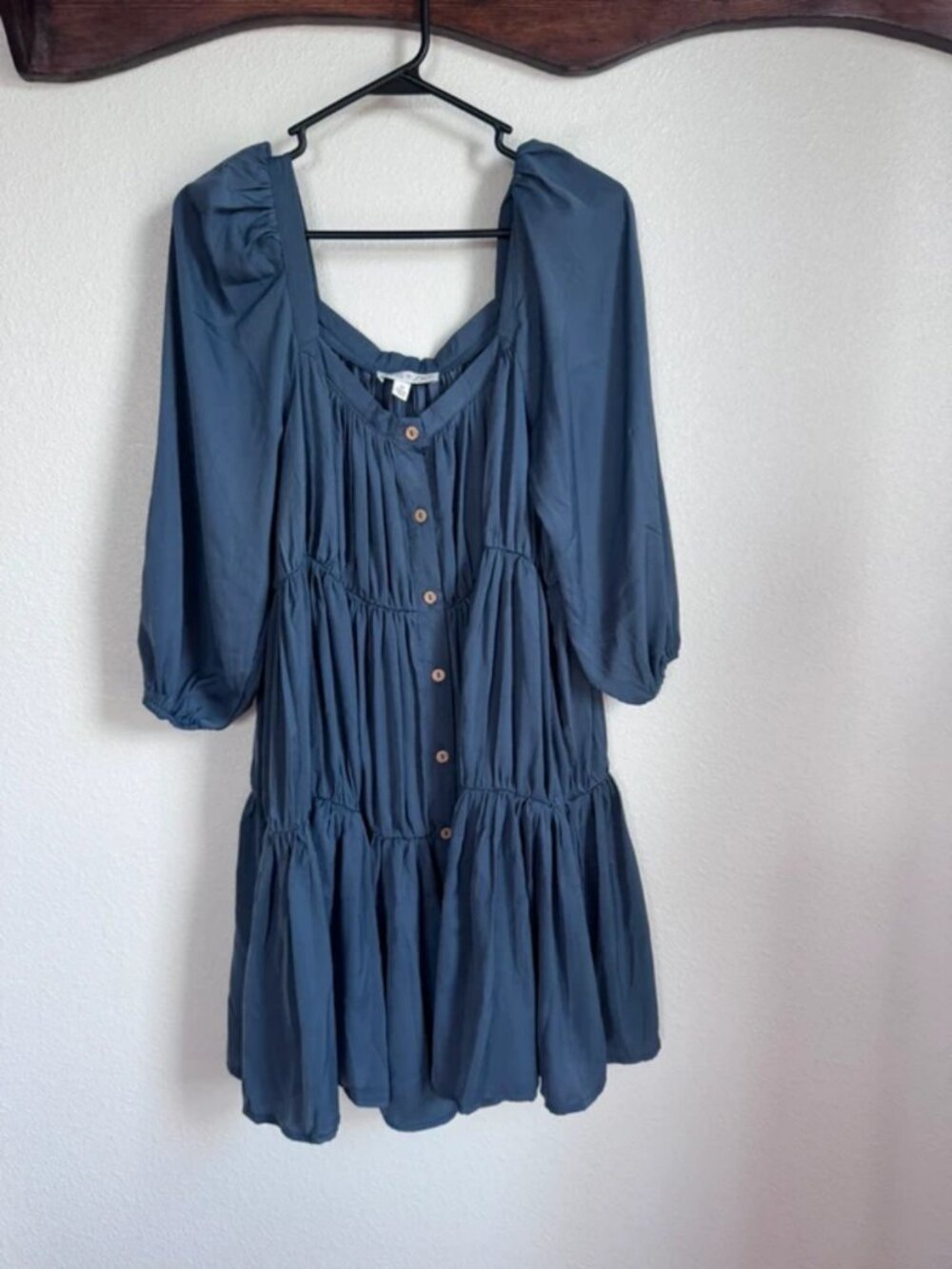 She + Sky Dusty Blue Tiered Mini Dress – Size Medium